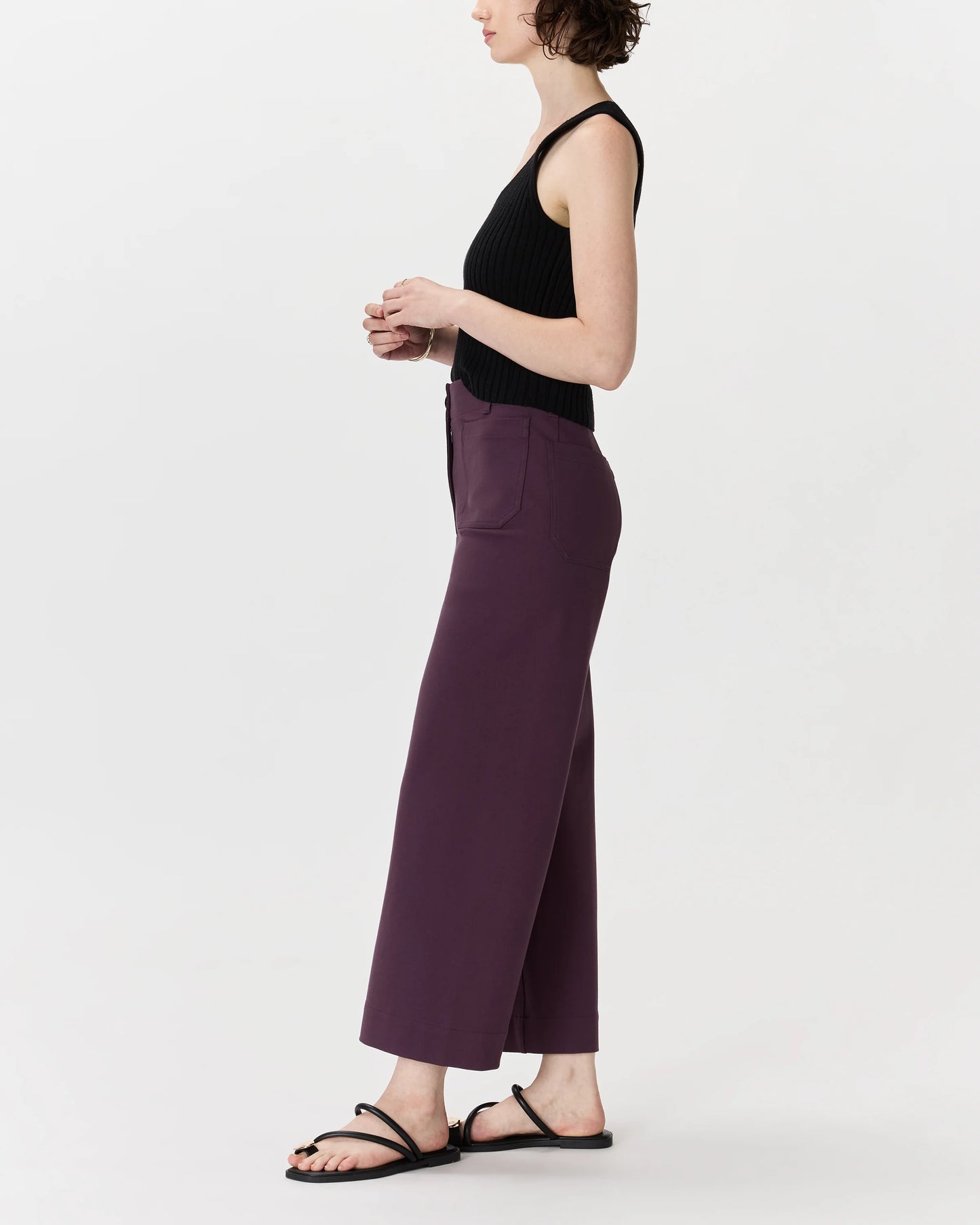 Ultra-Stretch Ponte Cropped Wide Leg Pants - 0 / Espresso