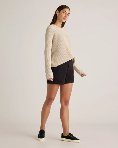 Organic Stretch Cotton Twill Utility Shorts - 0 / Ivory