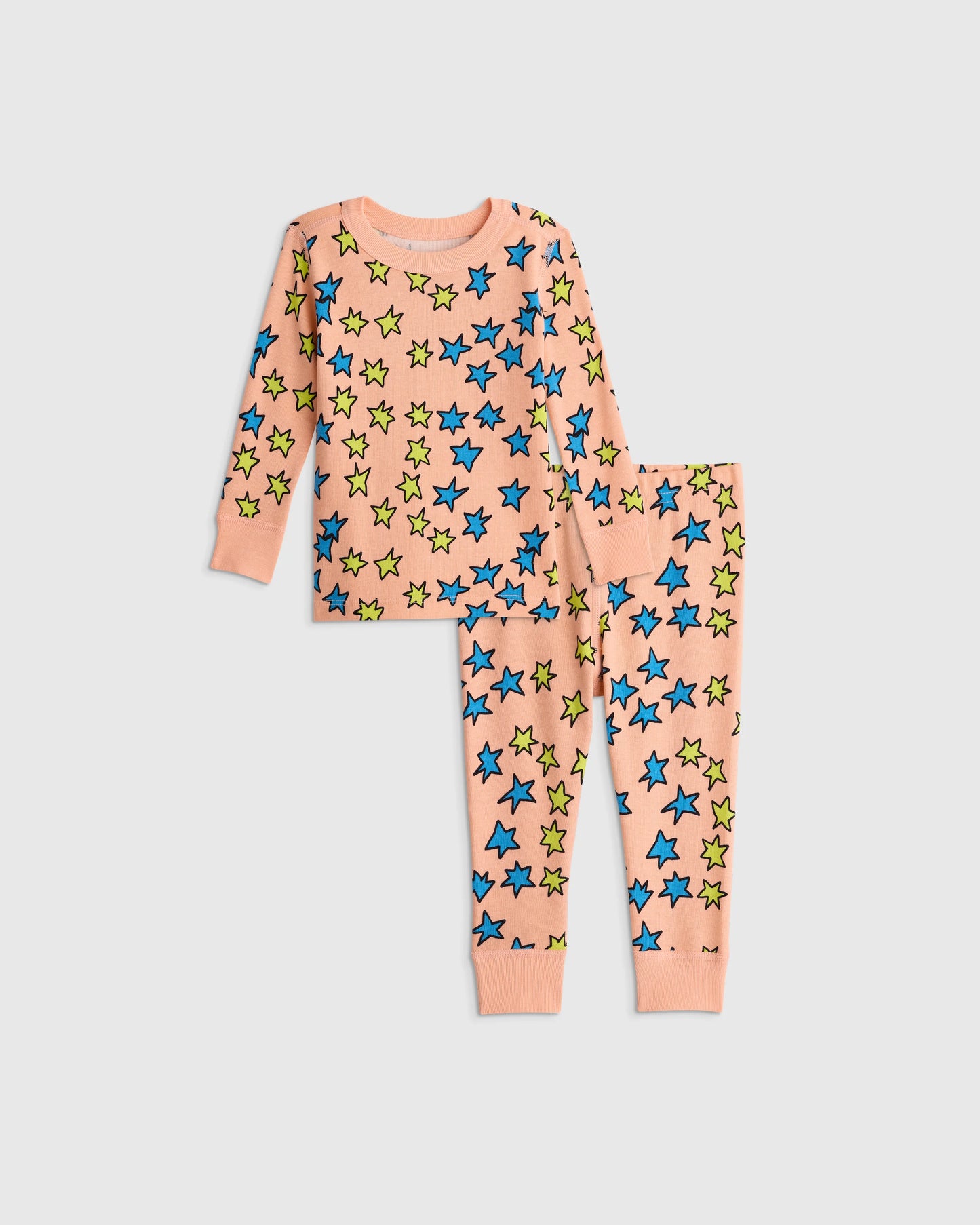 100% Organic Cotton Long Sleeve and Pant Pajama Set - 12-18M / Navy Stripe