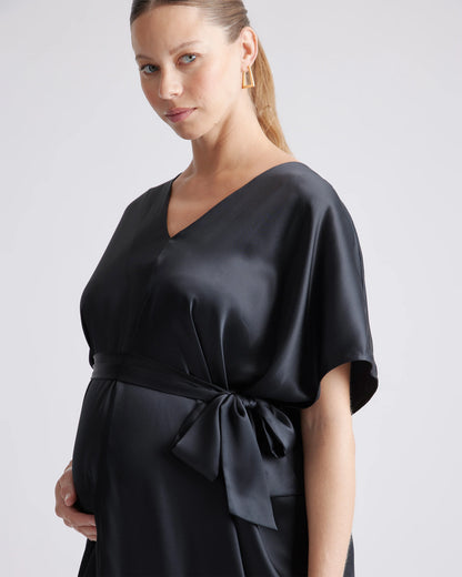 100% Washable Silk Maternity Dress - XS / Black