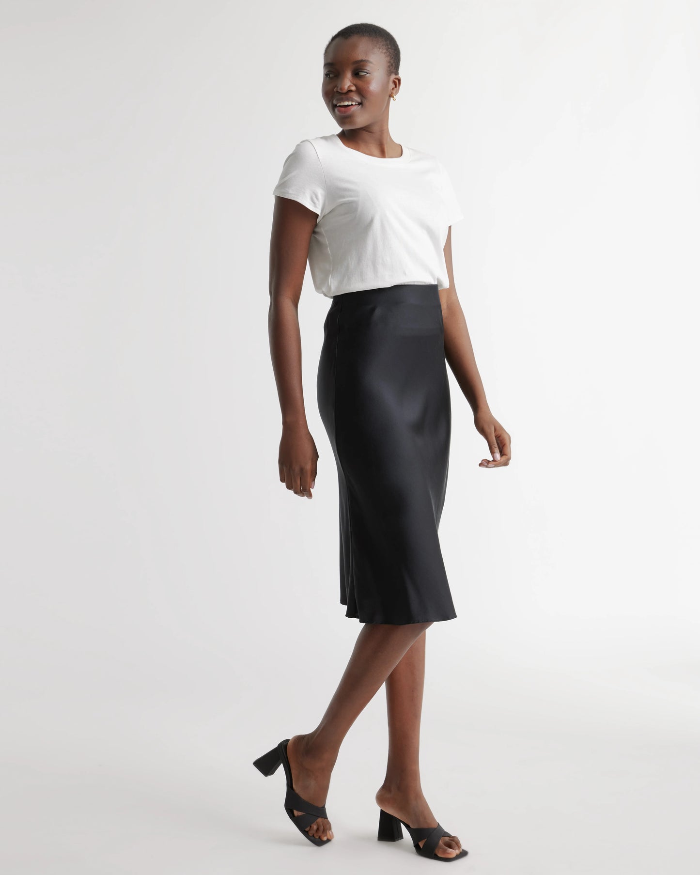 100% Washable Silk Skirt - XS / Champagne