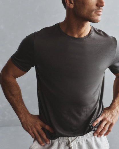100% Merino Wool All-Season Short Sleeve Base Layer Tee - XS / Charcoal