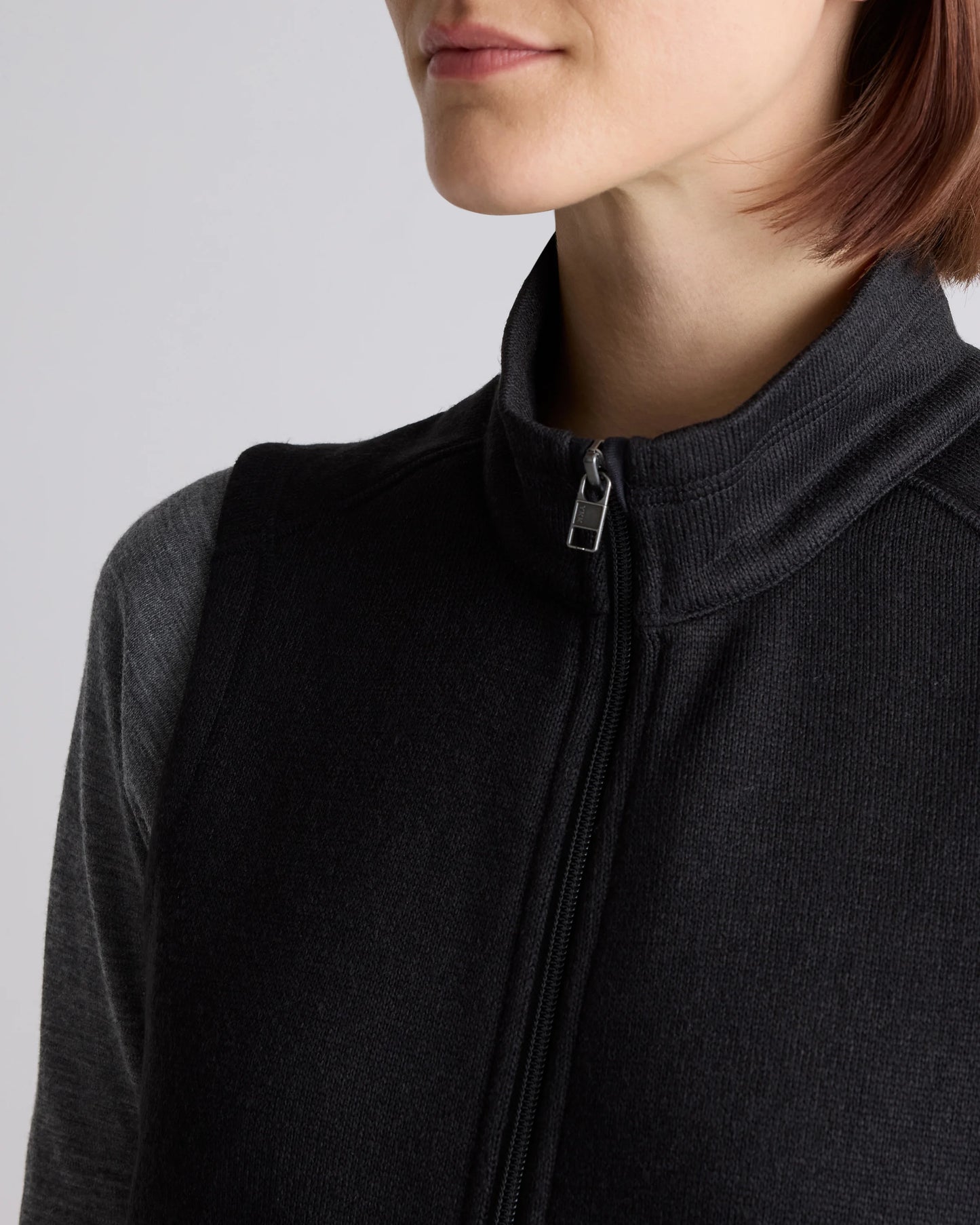 Sweater-Knit Fleece Full-Zip Vest - XS / Heather Mineral Green