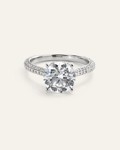 Lab Grown Diamond Round Pave Cathedral Engagement Ring - 3ct - 4 / Yellow Gold