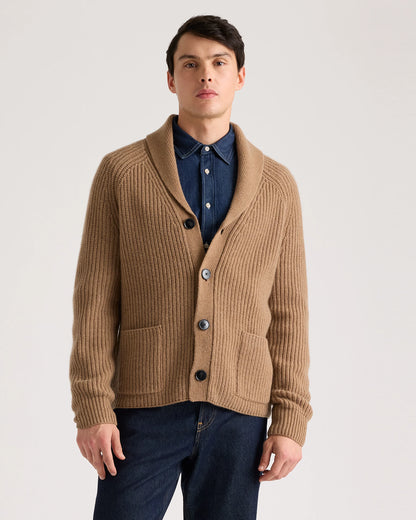 Mongolian Cashmere Shawl Collar Cardigan - S / Black