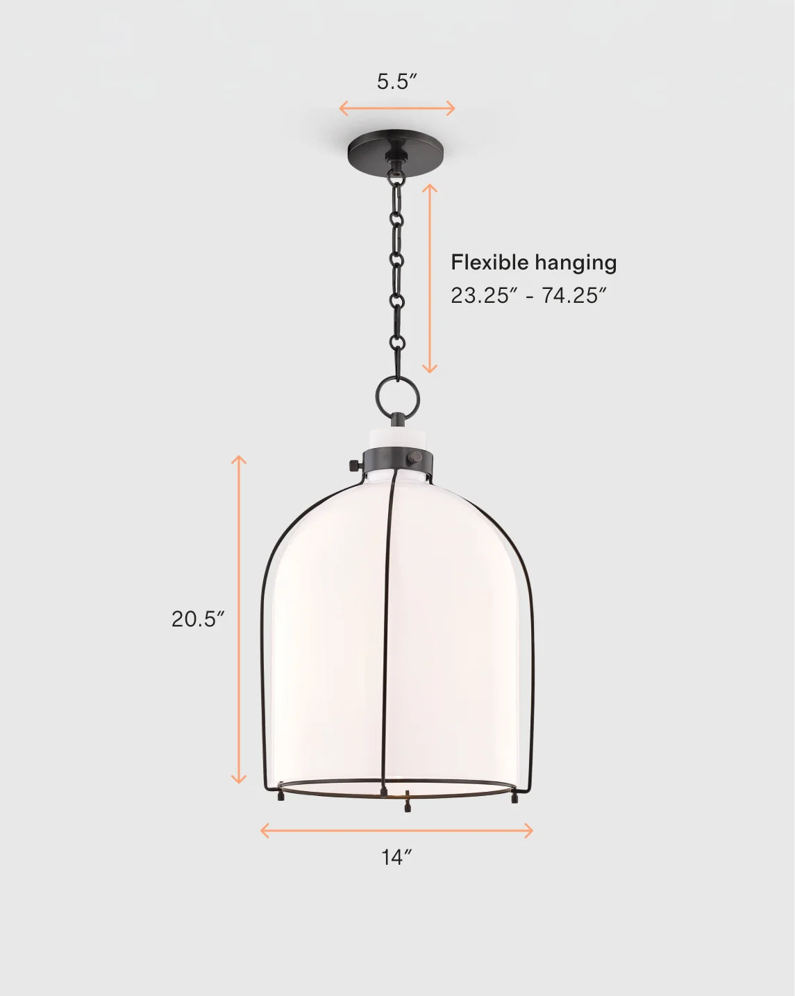 Iron and Opal Glass Bell Pendant Light - One Size / Brass