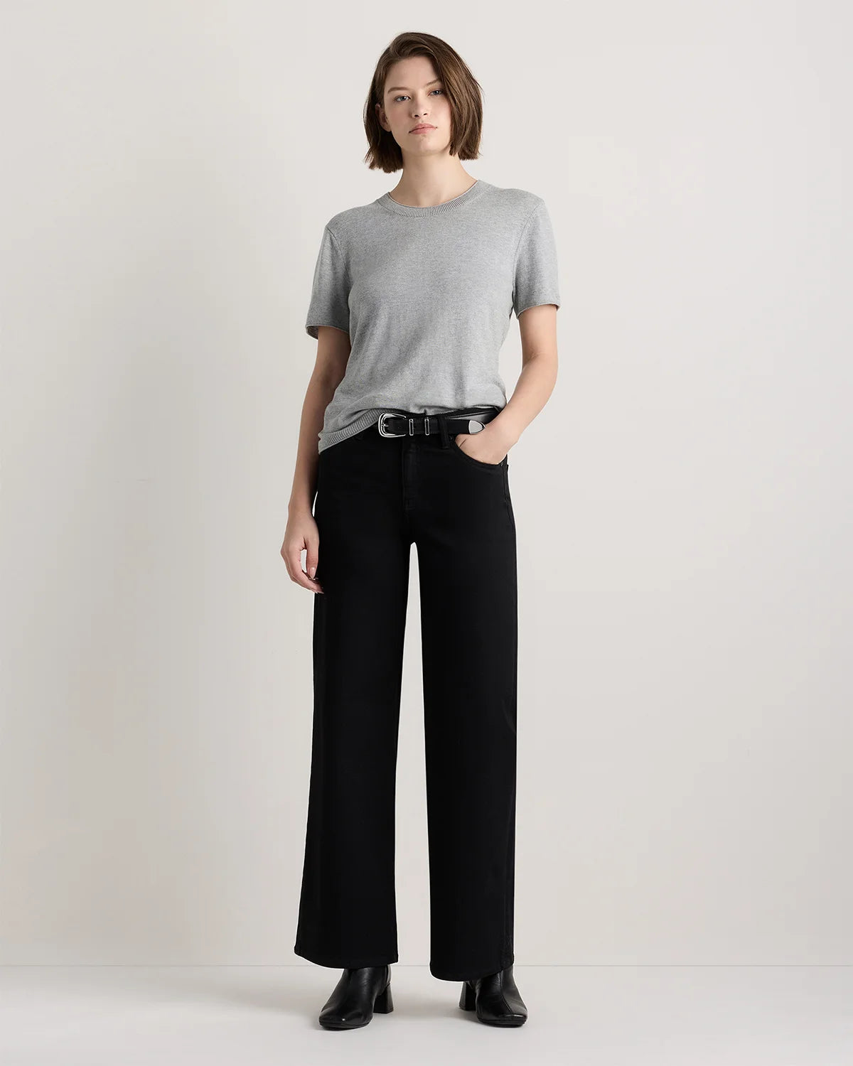 Lightweight Cotton Cashmere Relaxed Sweater Tee - XS / Sugar Stone