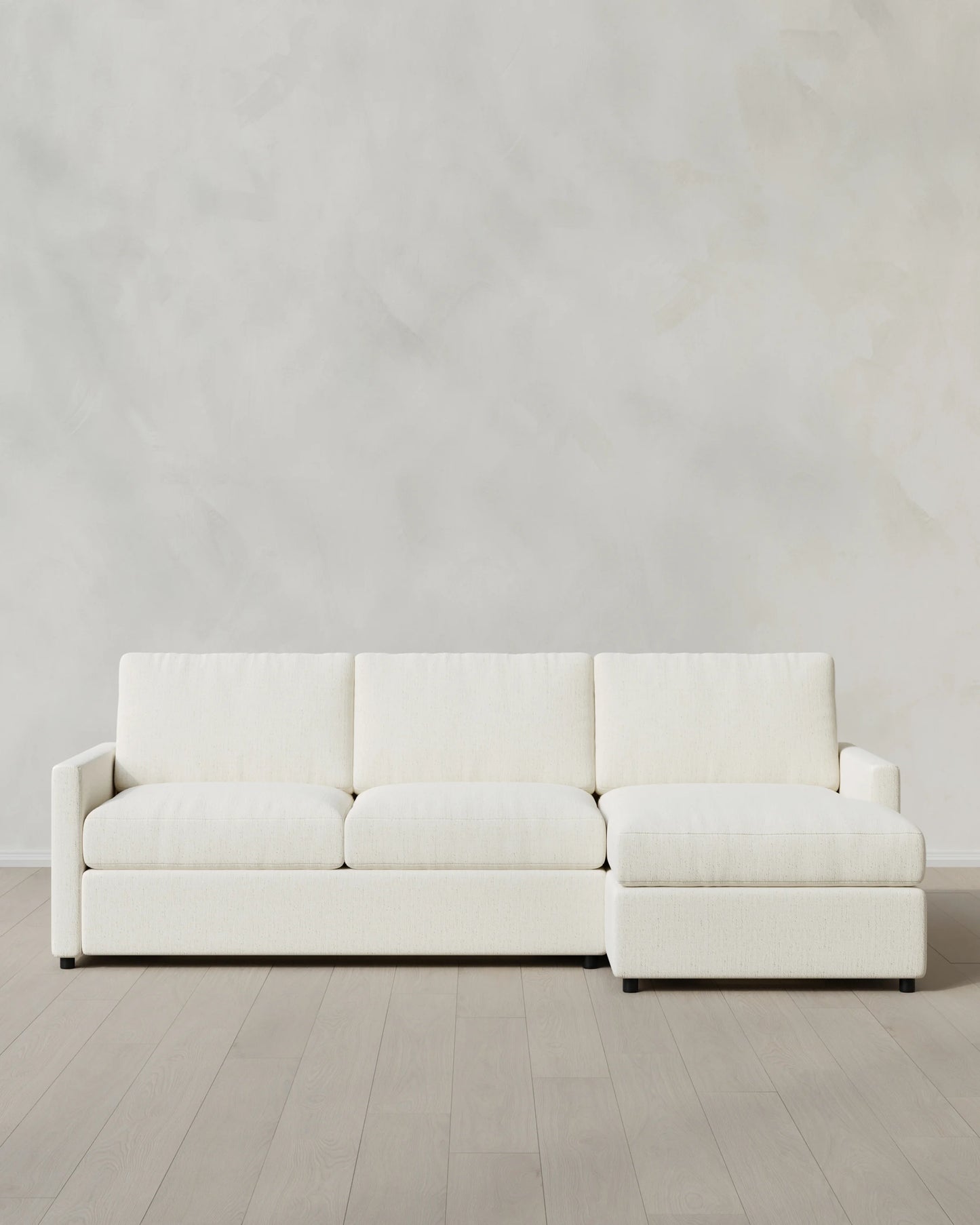 Brennan Performance Chenille Linen Blend Chaise Sectional - Right Arm / Snow