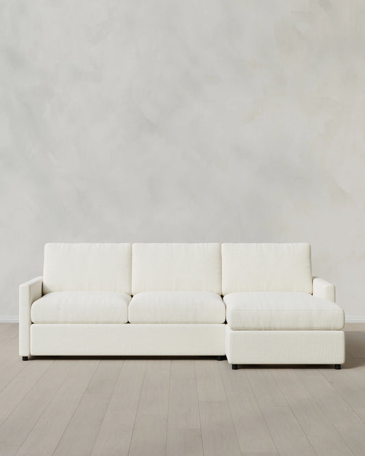 Brennan Performance Chenille Linen Blend Chaise Sectional - Right Arm / Snow