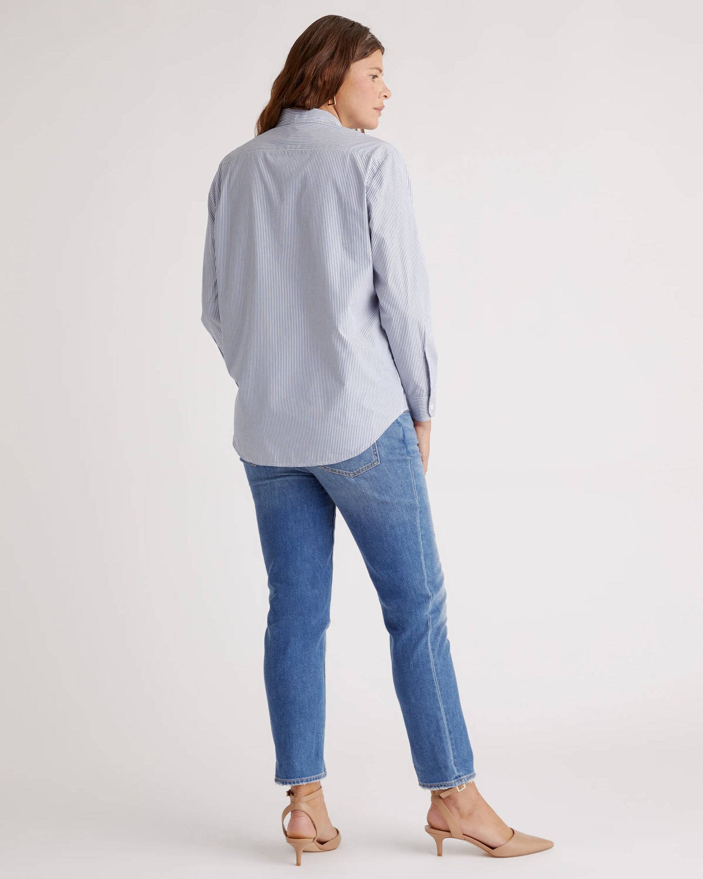 100% Organic Cotton Poplin Maternity Long Sleeve Shirt - XS / Classic White