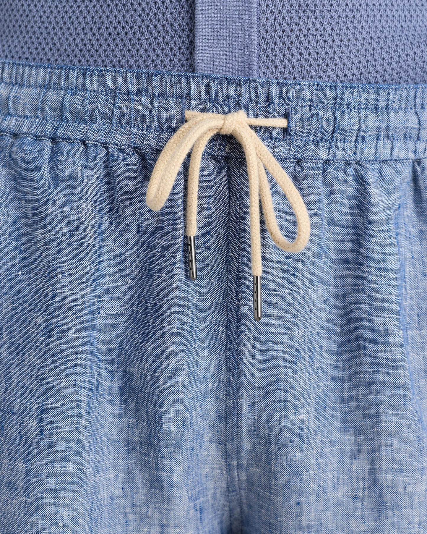 100% European Linen Drawstring Beach Shorts - 7" - XS / Taupe Brown Chambray