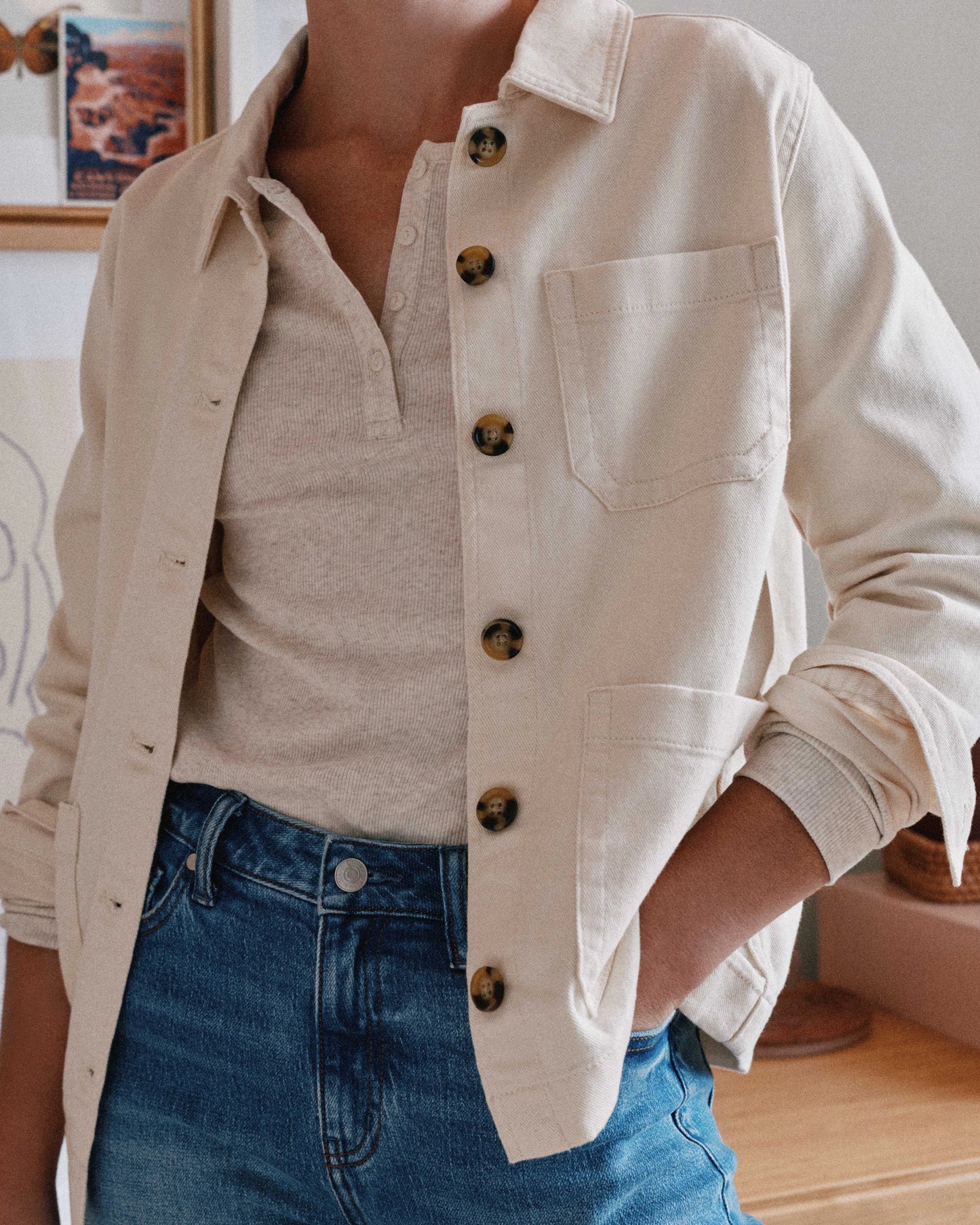 Organic Comfort Stretch Chore Jacket - XS / Vanilla