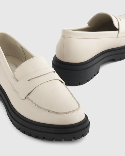 Italian Leather Lug Sole Loafer - 5 / Black