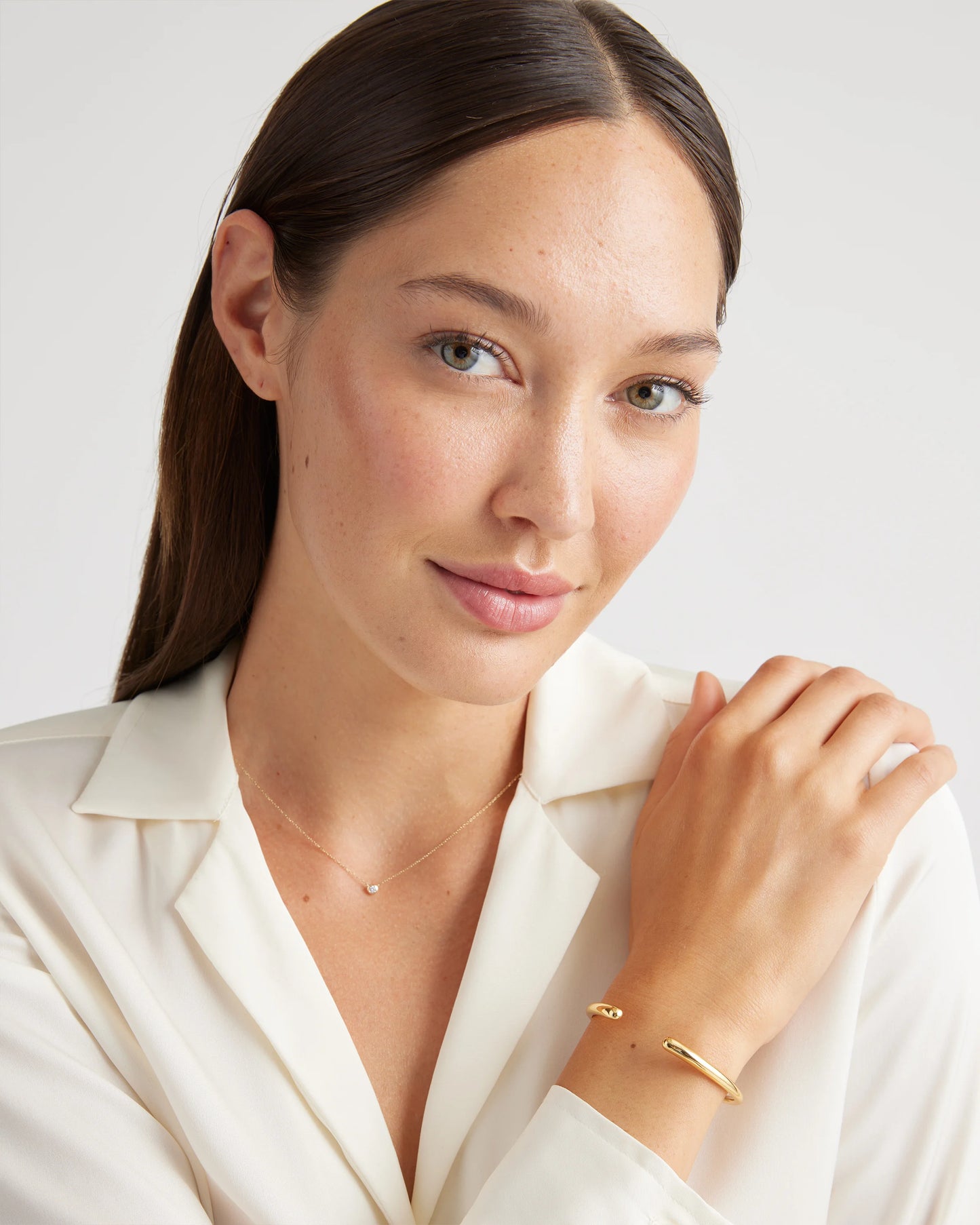 Open Contour Cuff Bracelet - One Size / Gold Vermeil