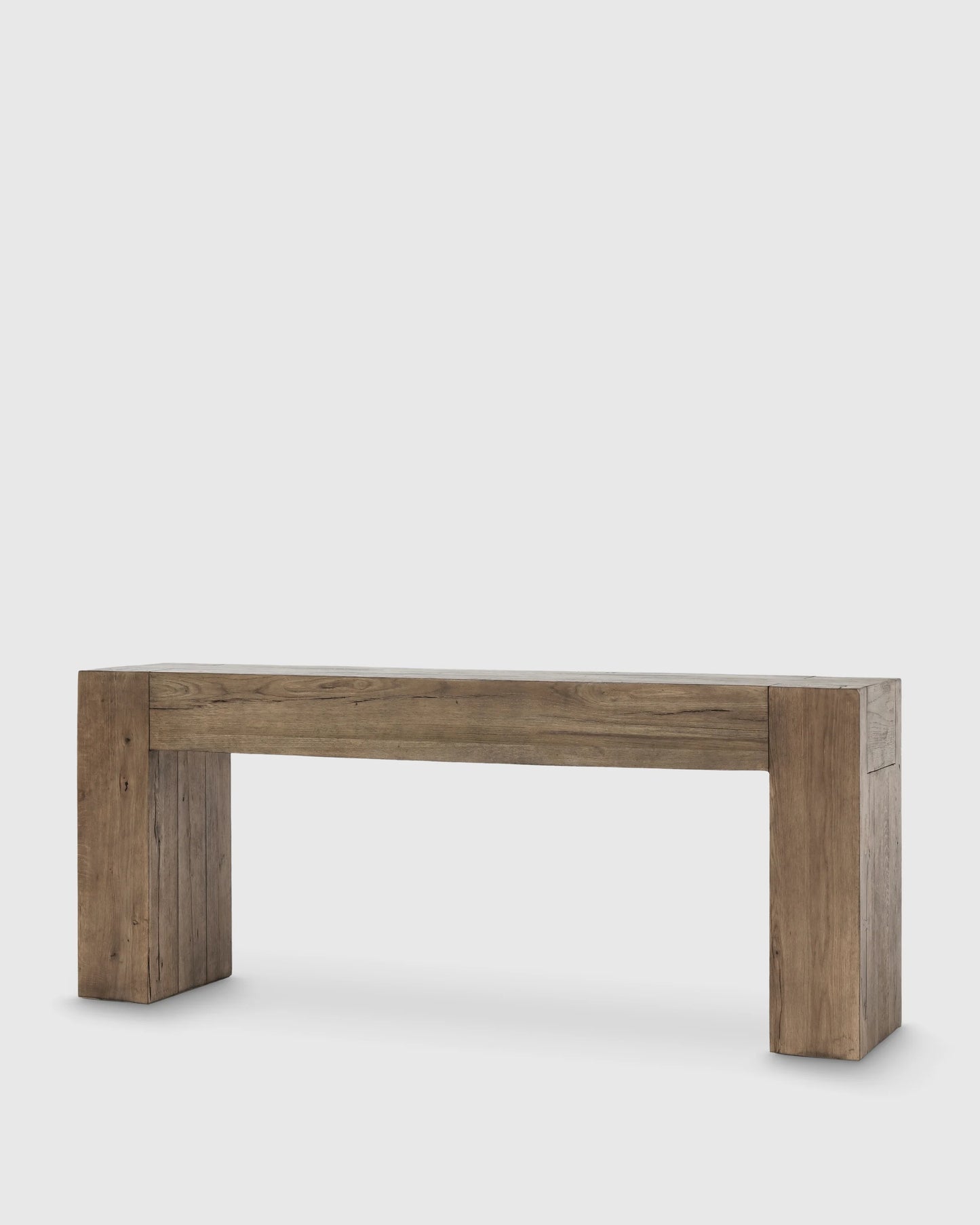 Reclaimed Oak Waterfall Console Table - One Size / Weathered Oak