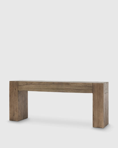 Reclaimed Oak Waterfall Console Table - One Size / Weathered Oak