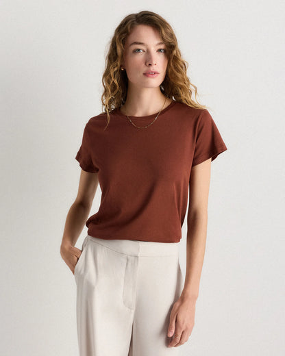 Cotton Modal Crew Neck Swing Tee - XS / White