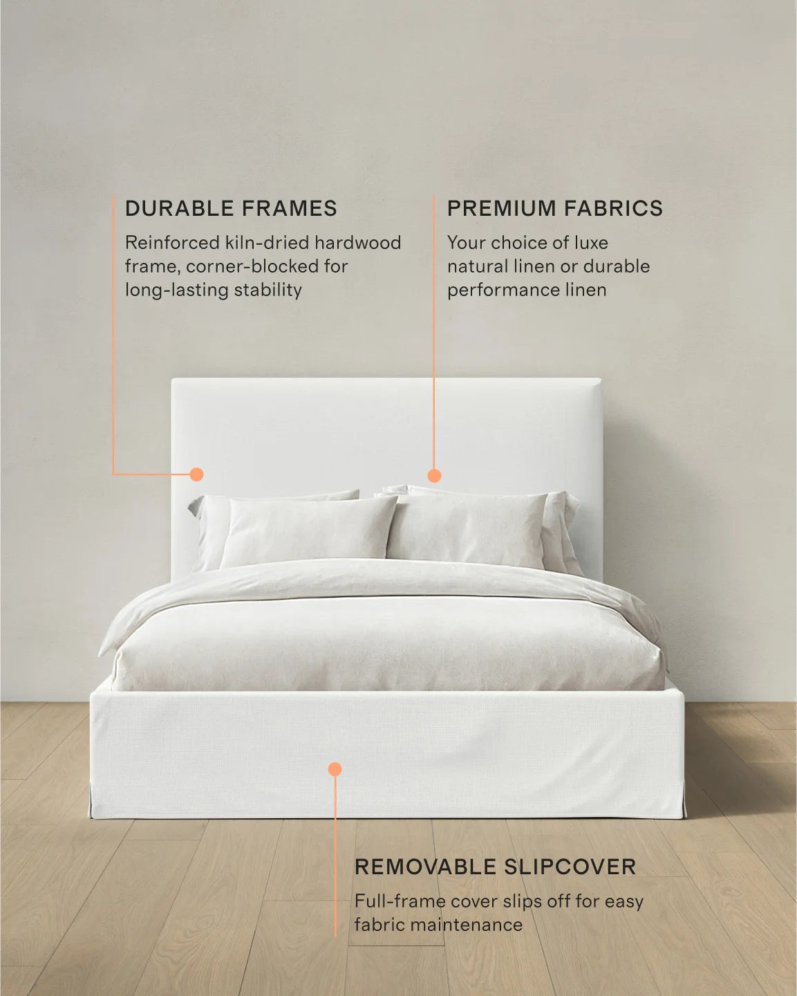 Slipcover Bed in 100% Linen - Full / Flax