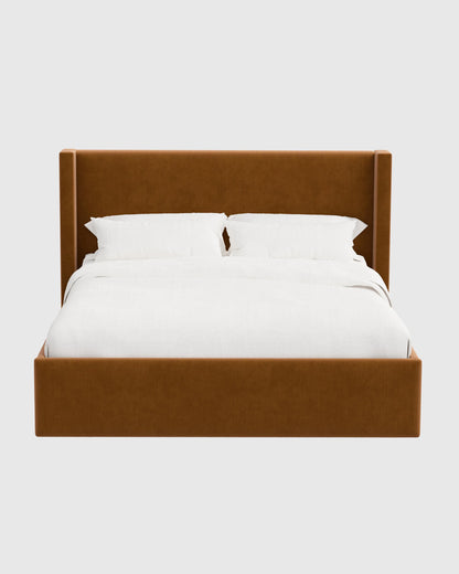 Wingback Bed in Performance Velvet - Full / Butterscotch
