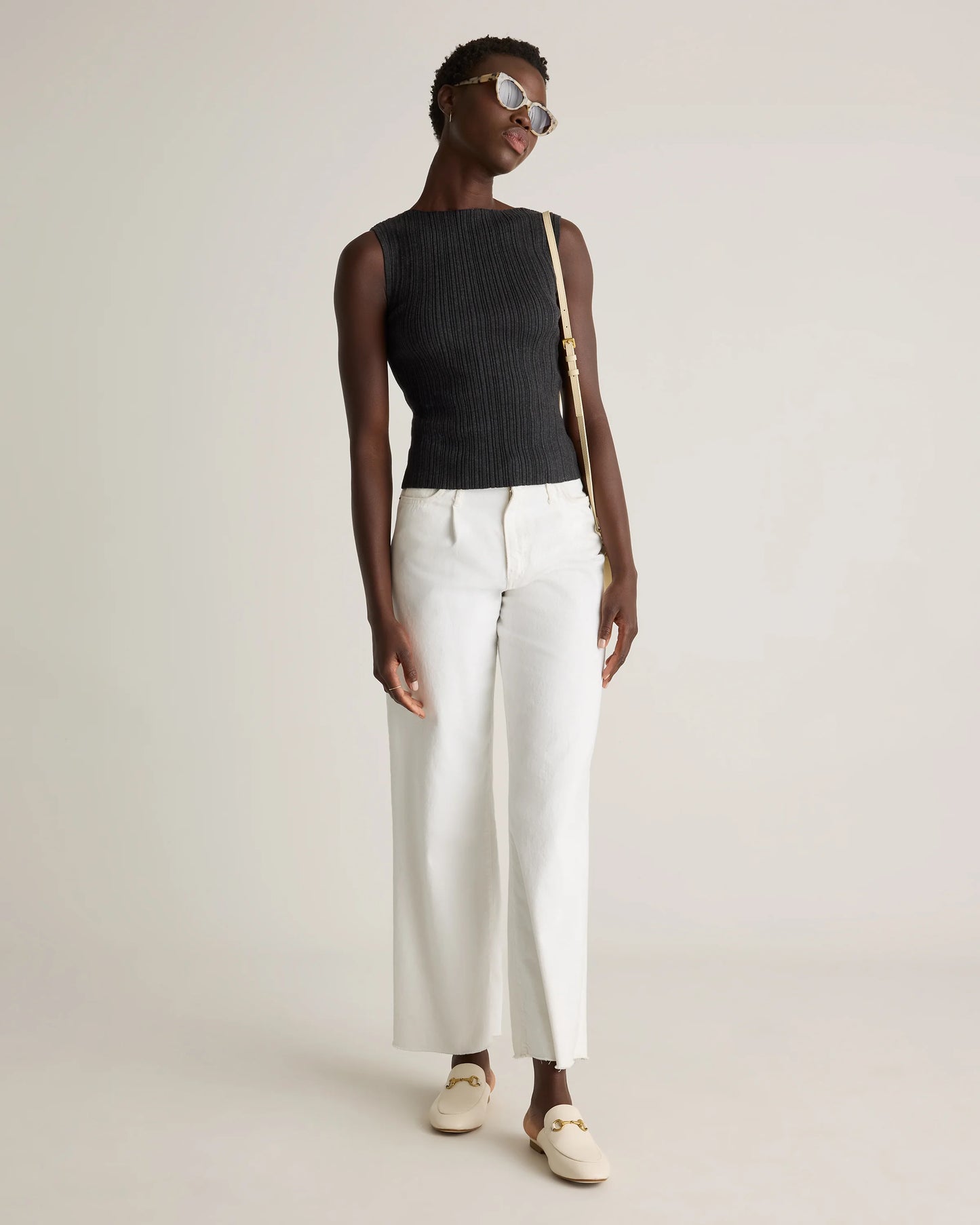 Cotton Cashmere Ribbed Tank - XS / Heather Oatmeal