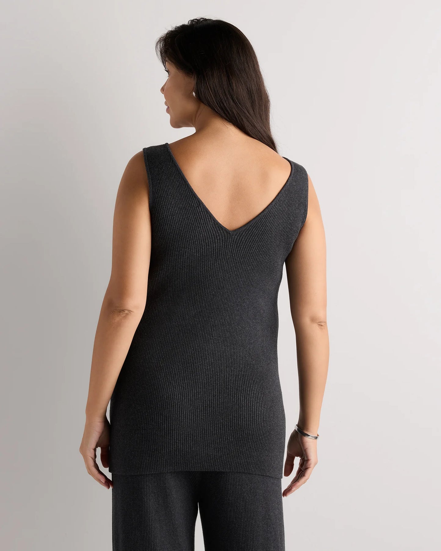Cotton Cashmere Maternity and Nursing V-Neck Tank - XS / Mocha Heather