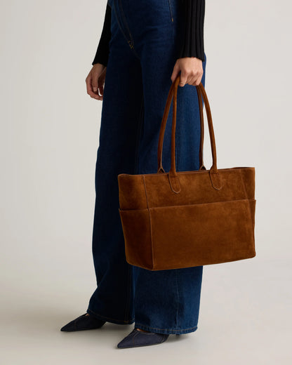 Hudson Suede Tote - One Size / Chocolate Brown