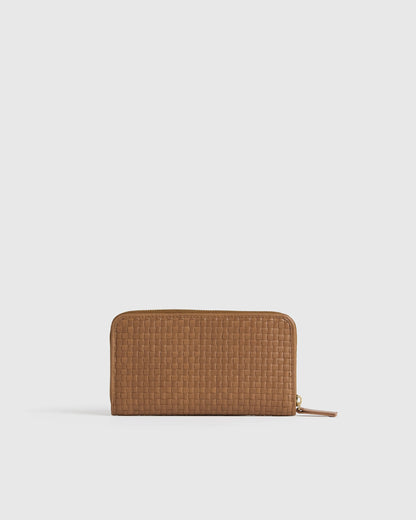 Italian Leather Handwoven Continental Wallet - One Size / Black