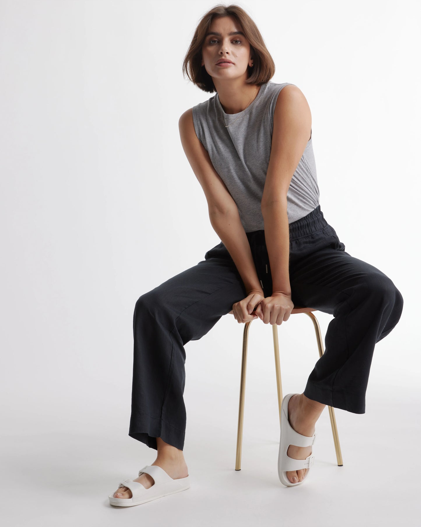 100% European Linen Wide Leg Pants - XS / Bayberry Olive