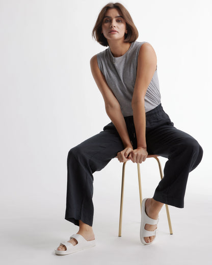 100% European Linen Wide Leg Pants - XS / Flax