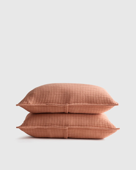 Organic Ribbed Cotton Shams - Standard / Toffee