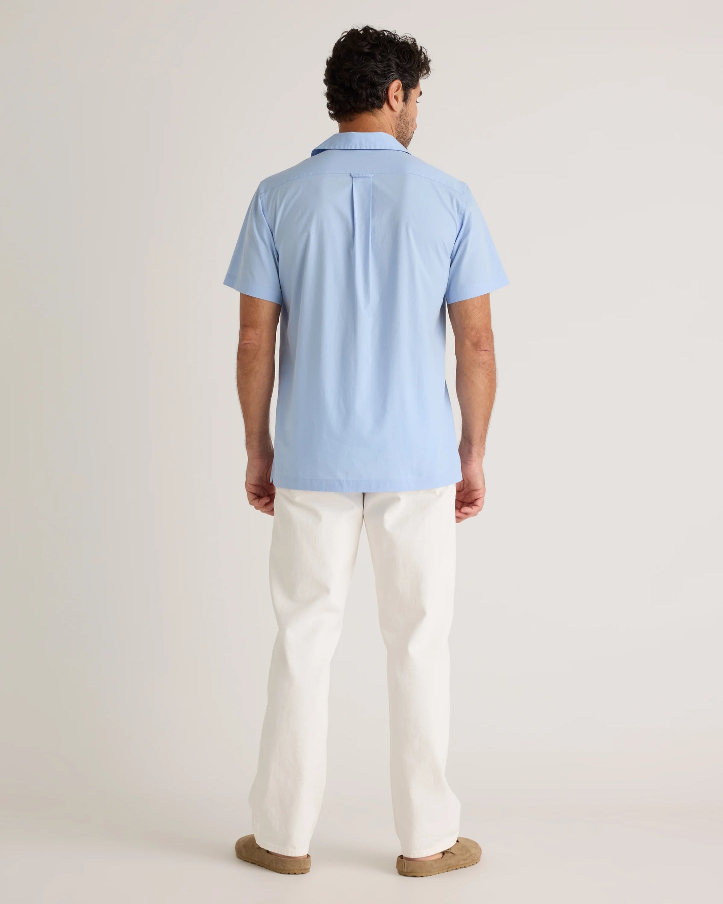 Organic Cotton Stretch Poplin Camp Shirt - S / White
