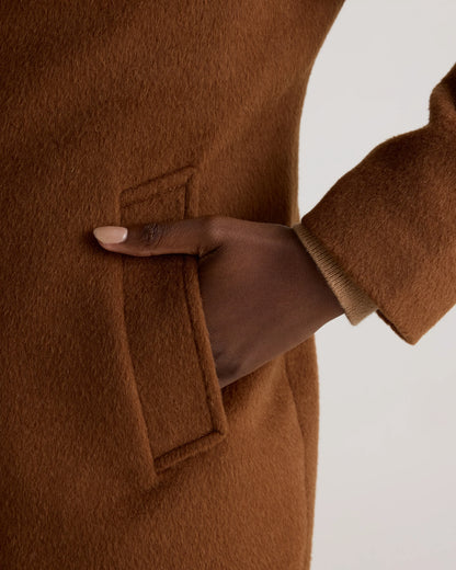 Camel Hair Single-Breasted Midi Coat - XS / Mocha Brown