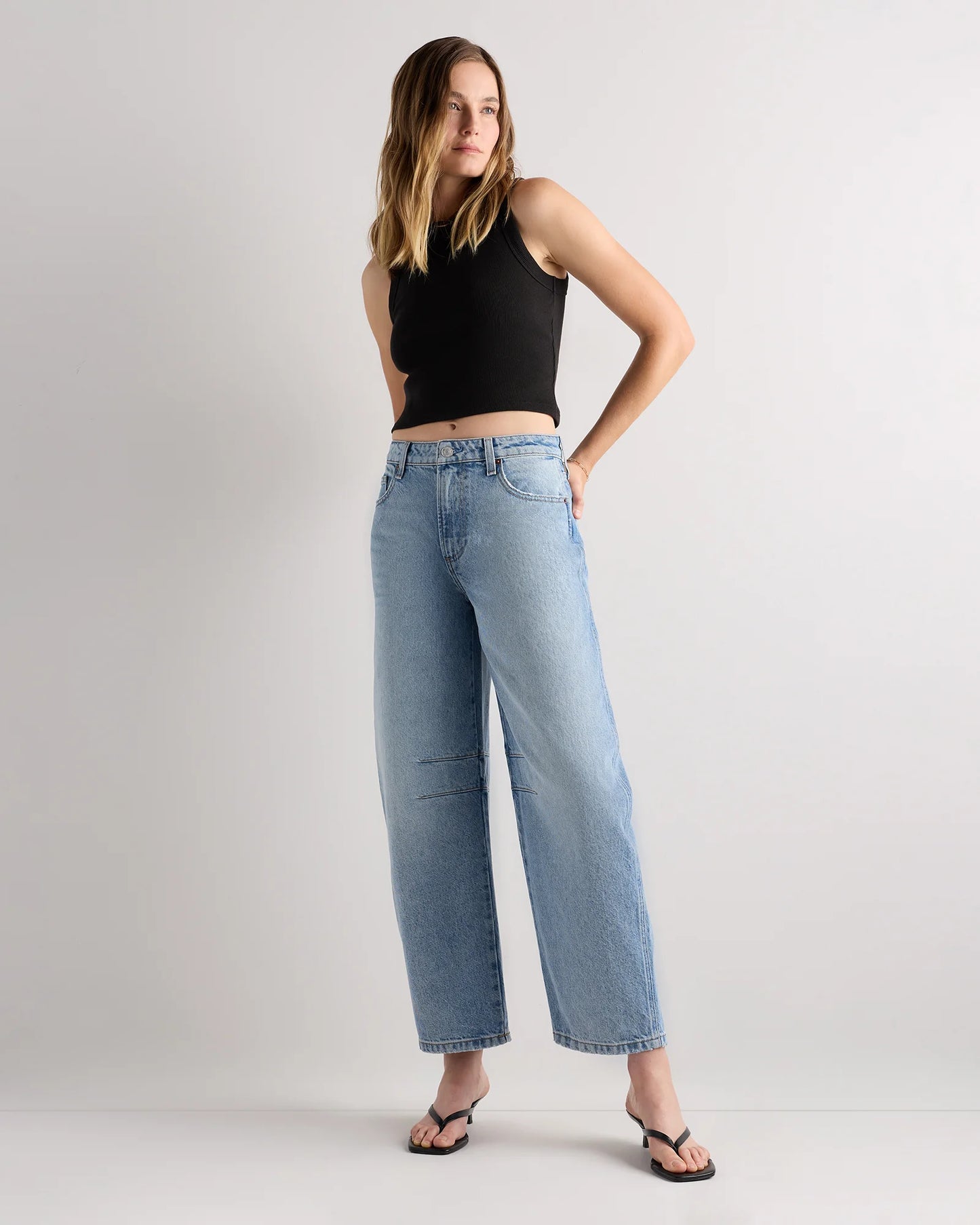 Maya Rigid Exaggerated Barrel Jeans - 24 / Powder Blue
