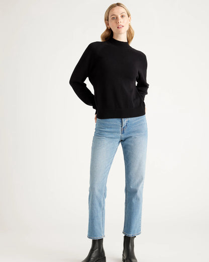 100% Organic Cotton Mock Neck Sweater - XS / Ivory