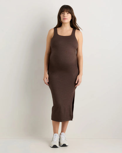Ultra-Soft Maternity Midi Dress - XS / Heather Black