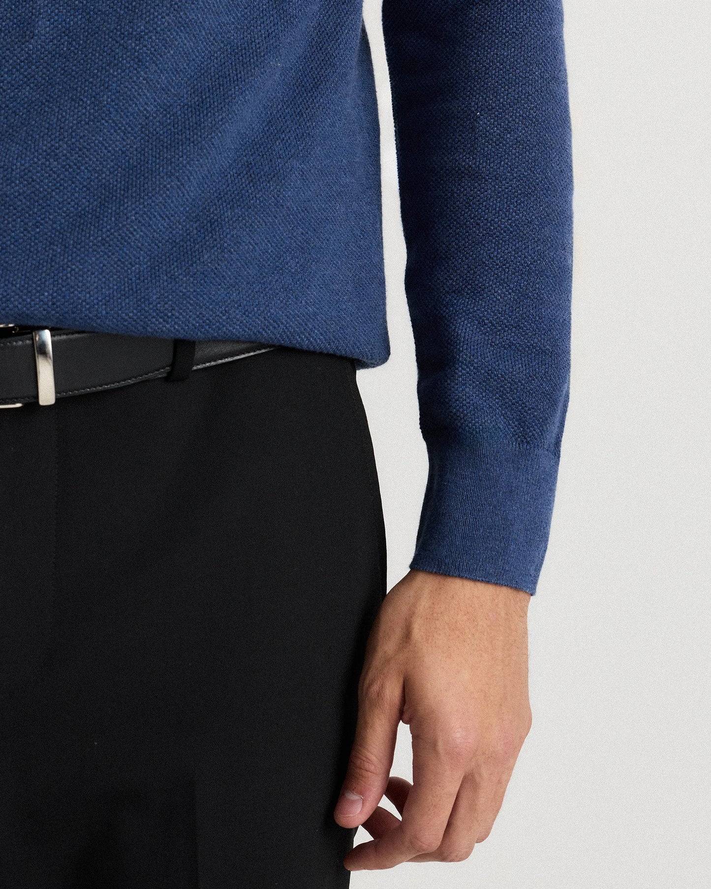 100% Organic Cotton Pique Crewneck Sweater - S / Moonstone Blue