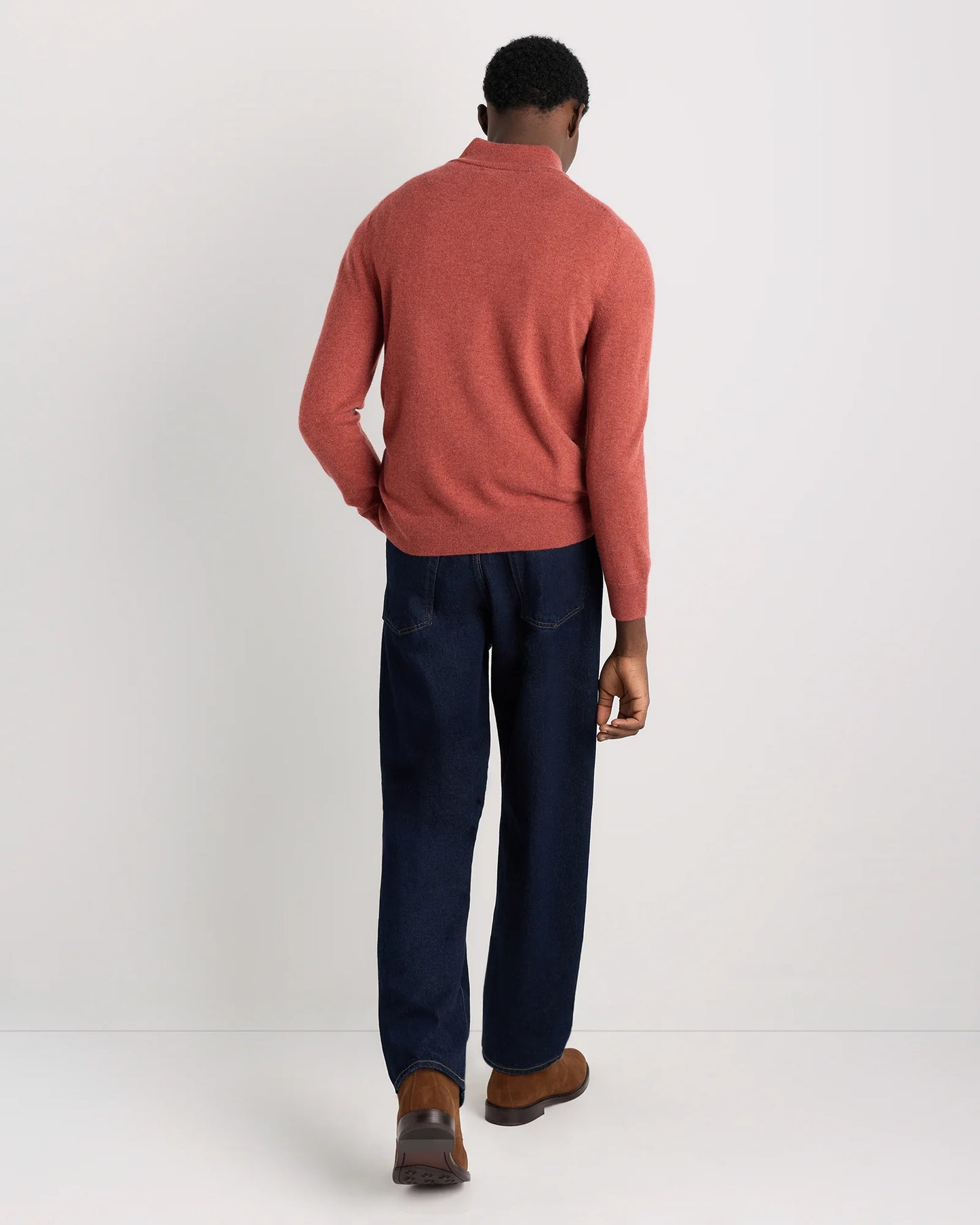 Mongolian Cashmere Quarter Zip Sweater - S / Olive Twist