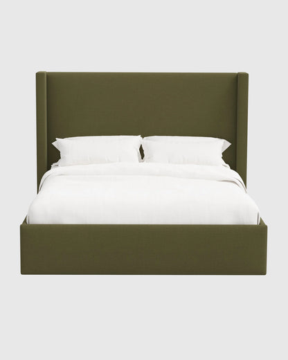 100% Linen Wingback Bed - Full / Canvas