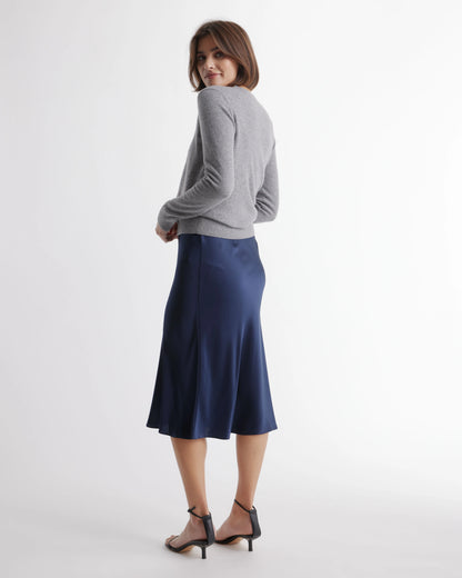 100% Washable Silk Skirt - XS / Champagne