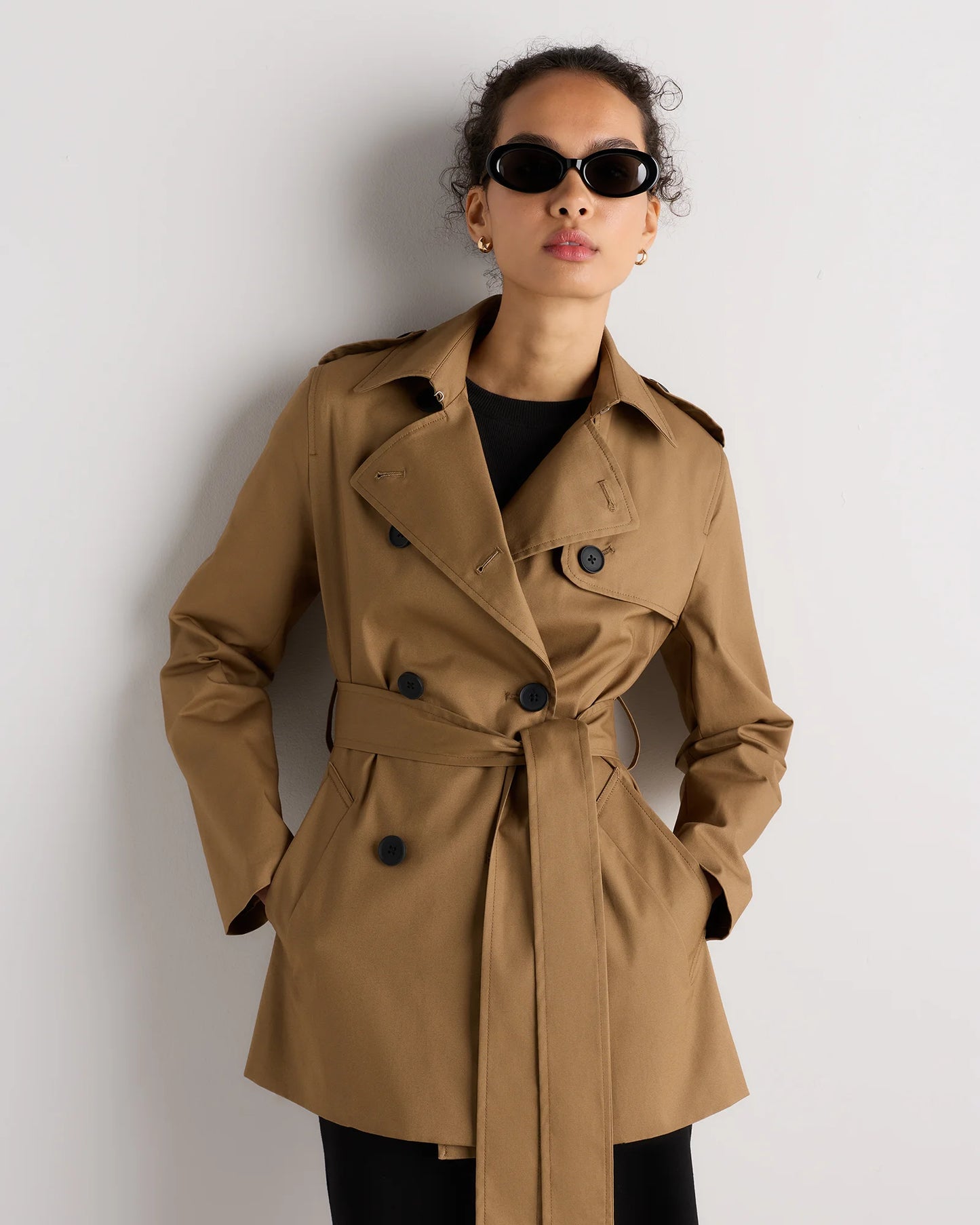Comfort Stretch Short Trench Coat - XS / Coffee Bean Brown