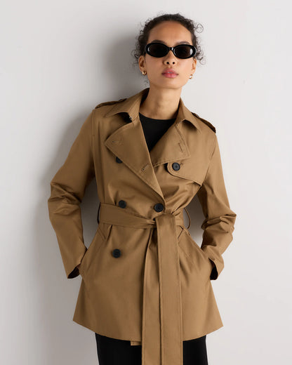 Comfort Stretch Short Trench Coat - XS / Coffee Bean Brown