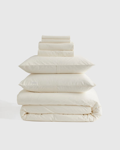 Organic Brushed Cotton Deluxe Bedding Bundle - Twin / White