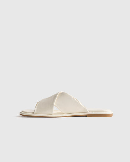 Italian Leather Crossover Slide - 5 / Cognac