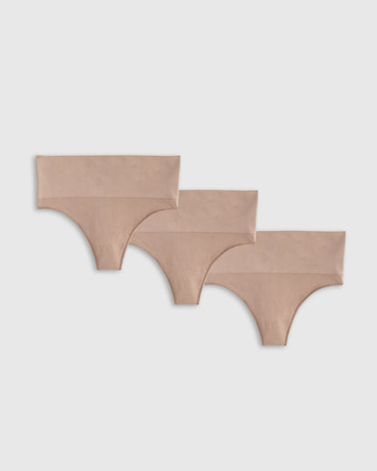 Shaping High-Waisted Thong (3-Pack) - XS / Black