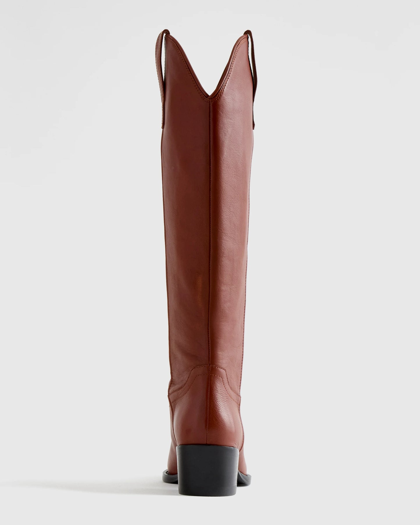 Italian Leather Tall Western Boots - 5 / Black