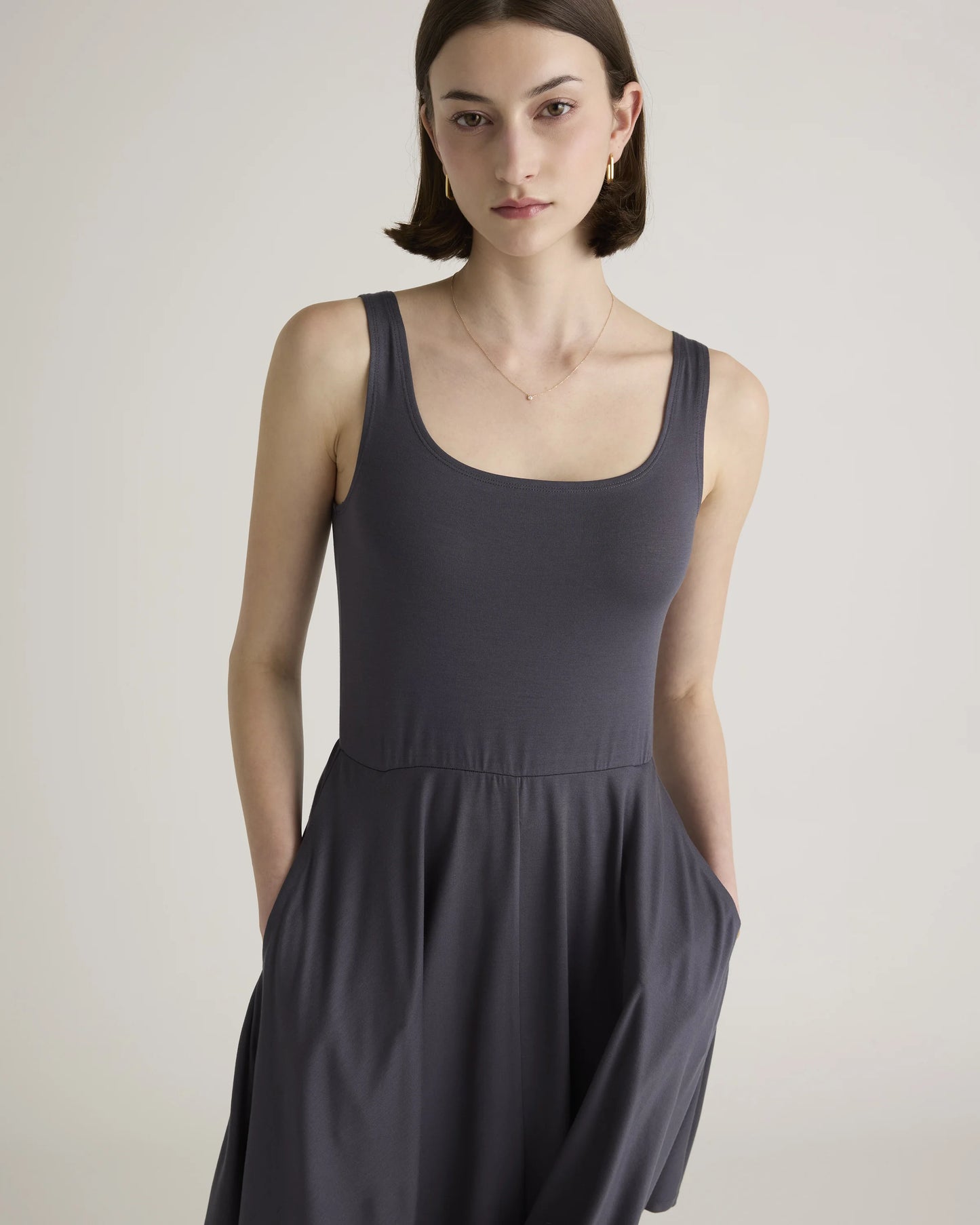 Tencel Jersey Fit & Flare Mini Dress - XS / Carbon Grey