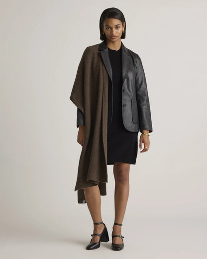 Mongolian Cashmere Ribbed Wrap - One Size / Heather Grey