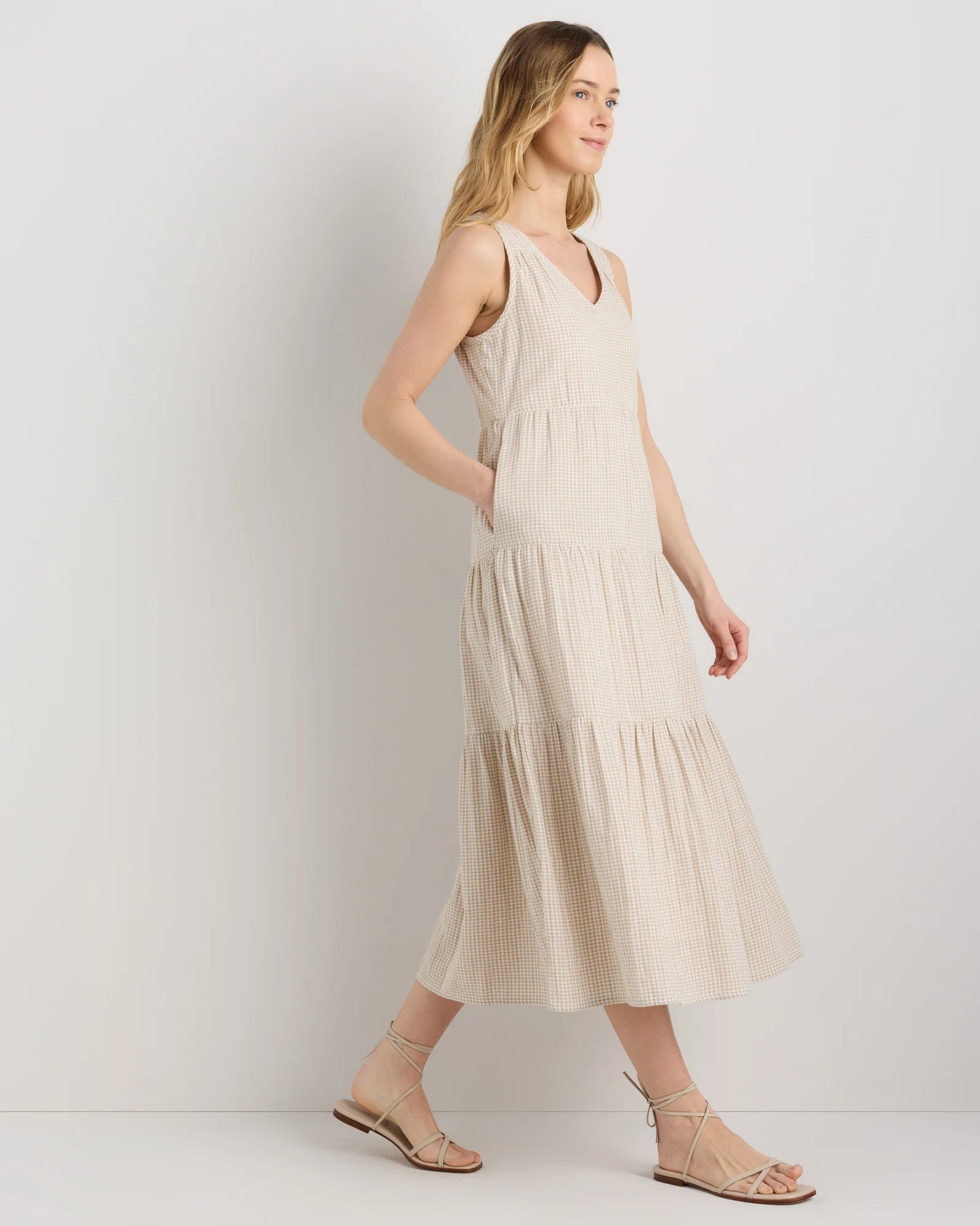 100% Organic Cotton Gauze Tiered Maxi Dress - XS / Indigo Blue