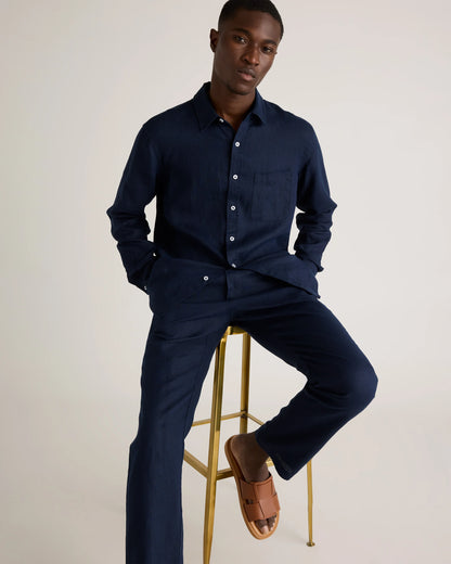 100% European Linen Pants - S / Bayberry Olive
