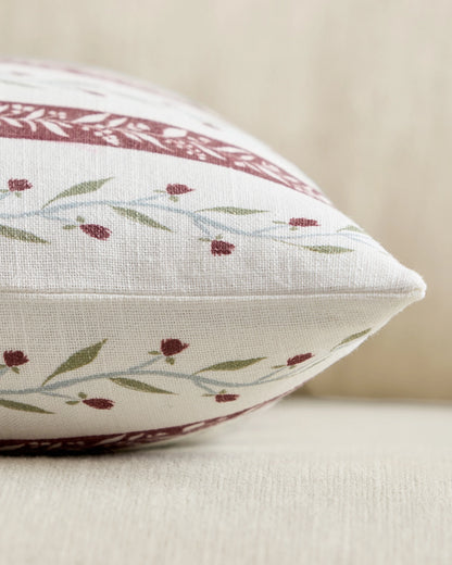 Floral Vine Cotton Pillow Cover - 12x20 / Light Blue Stripe